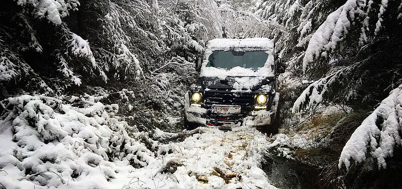 Erster Schnee in den Ardennen.